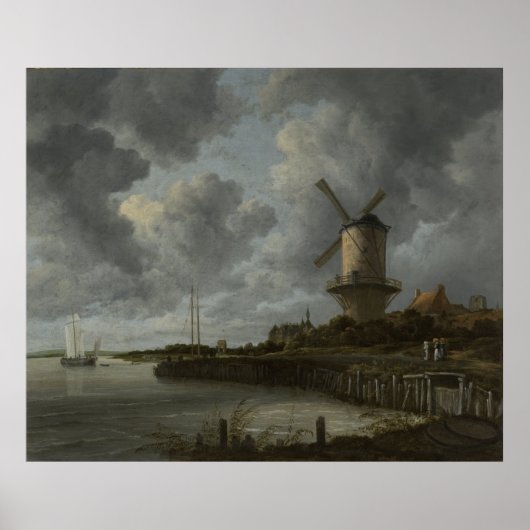 Nederlandse windmolen Wijk bij Duustede, Ruisdael Poster (Voorkant)