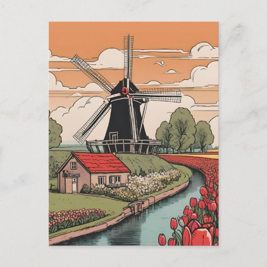 nederlandse windmolens briefkaart (Voorkant)
