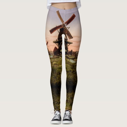 Nederlandse Windmolens kunst leggings (Voorkant)