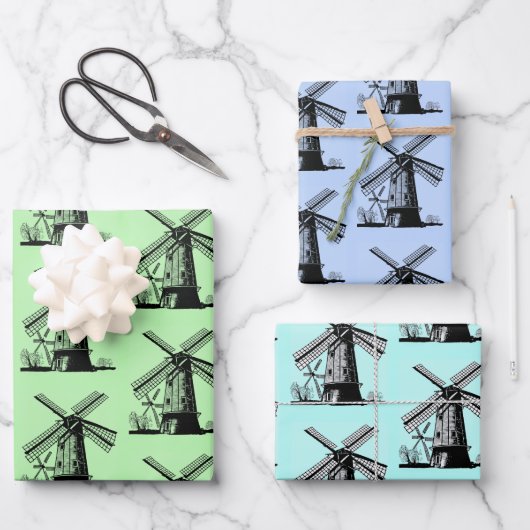 Nederlandse Windmolens Ontwerp Inpakpapier Vel (Voorkant)