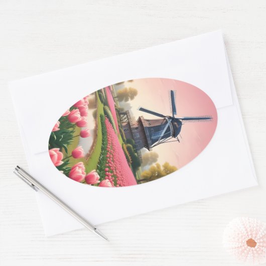 nederlandse windmolens ovale sticker (Envelop)