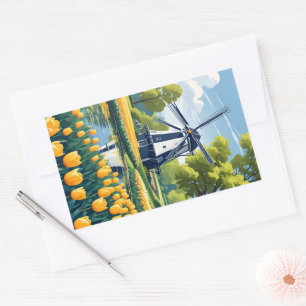 nederlandse windmolens rechthoekige sticker