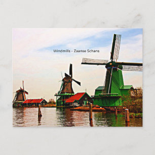 Nederlandse Windmolens, Zaanse Schans, Nederland Briefkaart