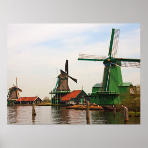 Nederlandse Windmolens, Zaanse Schans. Poster