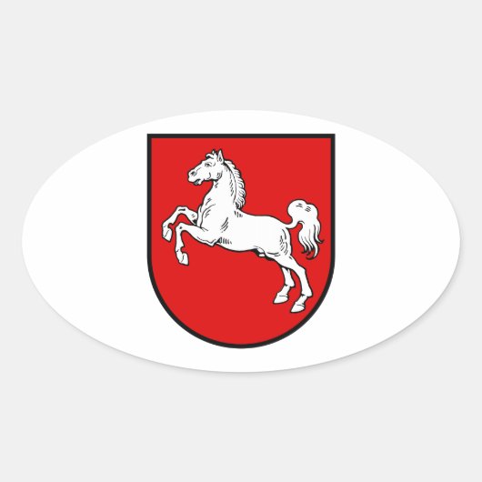 Nedersaksen (Duitsland) Wapenmunt Ovale Sticker (Voorkant)