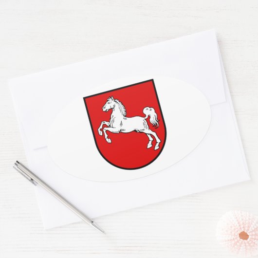 Nedersaksen (Duitsland) Wapenmunt Ovale Sticker (Envelop)