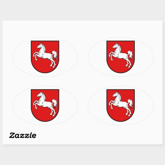 Nedersaksen (Duitsland) Wapenmunt Ovale Sticker (Vel)