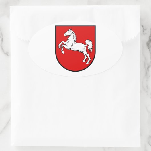 Nedersaksen (Duitsland) Wapenmunt Ovale Sticker (Tas)
