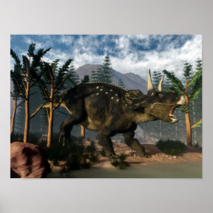 Nedoceratops die draaien terwijl ze lopen - 3D gev Poster