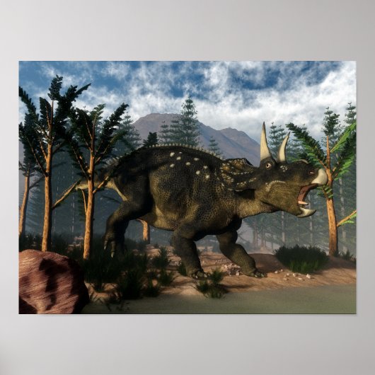 Nedoceratops die draaien terwijl ze lopen - 3D gev Poster (Voorkant)