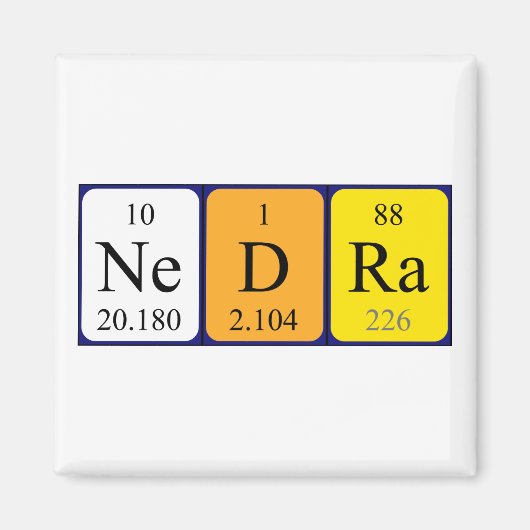 Nedra periodiek table name magnet (Voorkant)