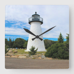Ned's Point Lighthouse, Massachusetts Wall Clock Vierkante Klok