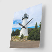 Ned's Point Lighthouse, Massachusetts Wall Clock Vierkante Klok (Hoek)