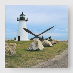 Ned's Point Lighthouse, Massachusetts Wall Clock Vierkante Klok