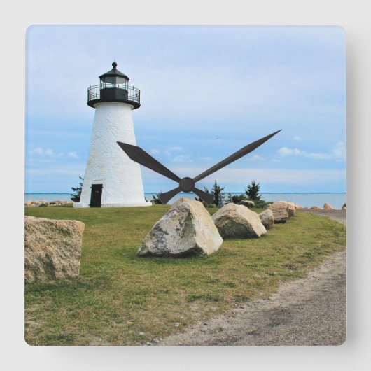 Ned's Point Lighthouse, Massachusetts Wall Clock Vierkante Klok (Voorkant)