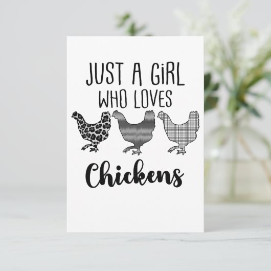 Nee 1/2, gewoon een meisje dat van kippen houdt, g bedankkaart (Staand voorkant)