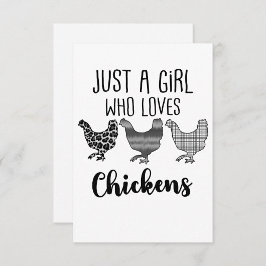 Nee 1/2, gewoon een meisje dat van kippen houdt, g bedankkaart (Voorkant / Achterkant)