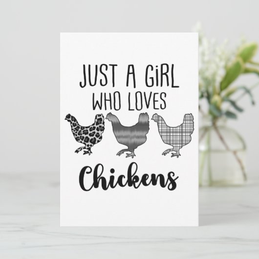 Nee 1/2, gewoon een meisje dat van kippen houdt, g bedankkaart (Staand voorkant)