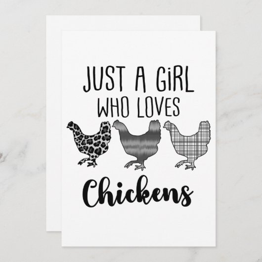 Nee 1/2, gewoon een meisje dat van kippen houdt, g bedankkaart (Voorkant / Achterkant)
