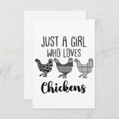 Nee 1/2, gewoon een meisje dat van kippen houdt, g RSVP kaartje (Voorkant / Achterkant)