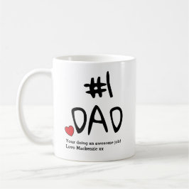 Nee.1 Pap Fathers Day Mok met hart Naam toevoegen