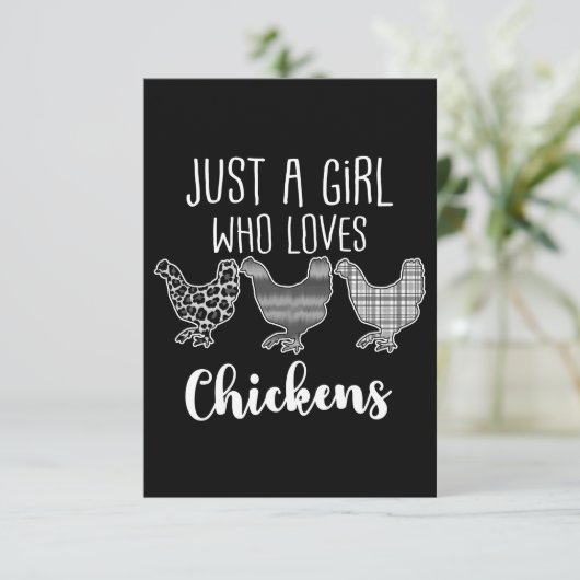 Nee 2/2, alleen een meisje dat van kippen houdt, g bedankkaart (Staand voorkant)