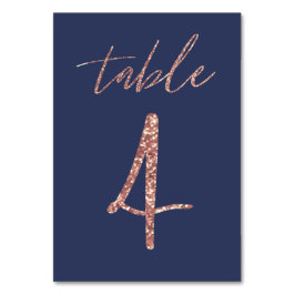 Nee, 4 - Glam Glitter Roze Goud en Blauwe Huwelijk Kaart