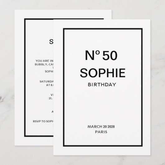 Nee 50 Frans Chic 50e verjaardagsfeestje Kaart (Voorkant / Achterkant)