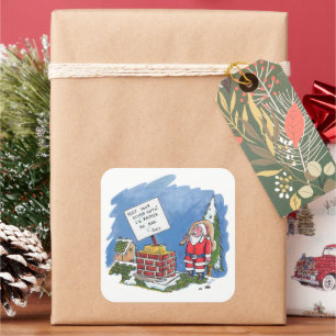 Nee Aan Santa grote vierkante stickers
