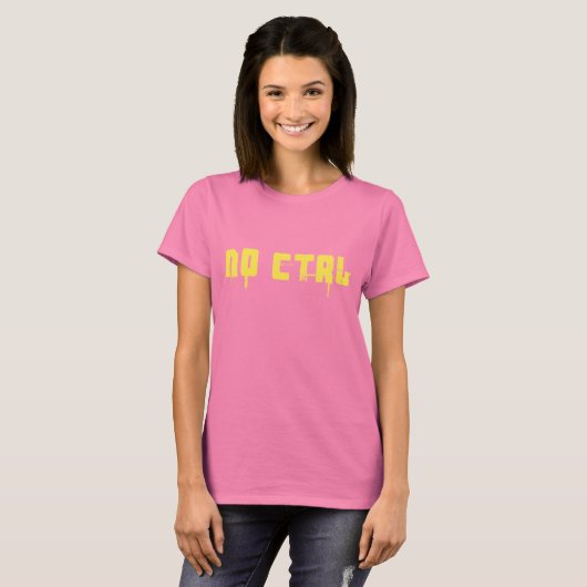 NEE CTRL - geel op legergroen T-shirt (Voorkant volledig)
