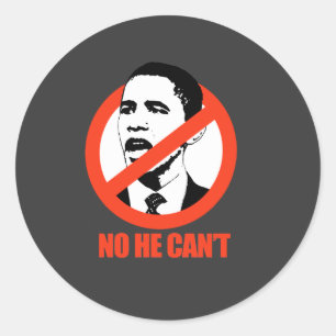 NEE, DAT KAN HIJ NIET / ANTI-OBAMA T-SHIRT RONDE STICKER
