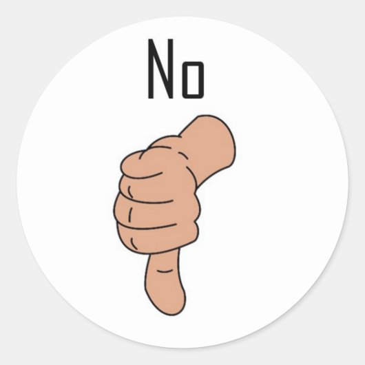 Nee, duimen omlaag ronde sticker (Voorkant)