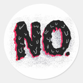 Nee: een handgeschreven negatieve verklaring ronde sticker