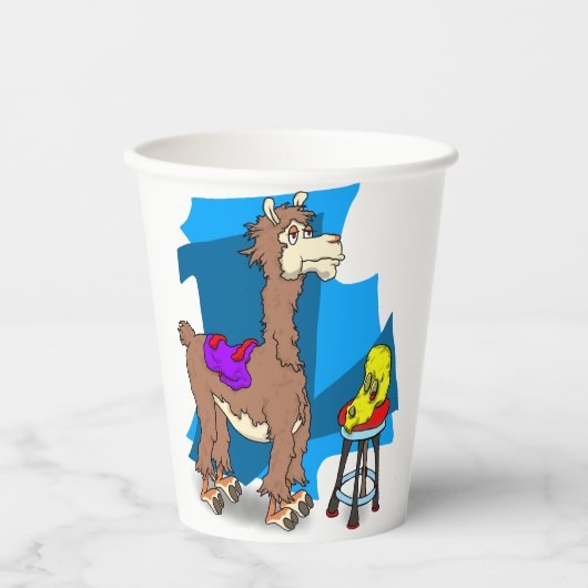 Nee, geen hooidrama de lama! 2 papieren bekers (Voorkant)