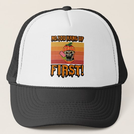 Nee, hang jij eerst op Grappige Ghostface-telefoon Trucker Pet (Voorkant)