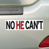Nee, hij kan geen bumpersticker (Op auto)