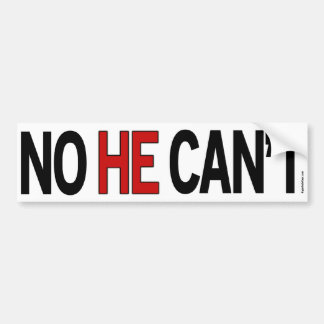 Nee, hij kan geen bumpersticker