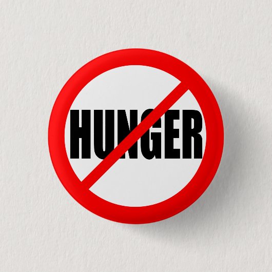 "NEE HUNGER" RONDE BUTTON 3,2 CM (Voorkant)