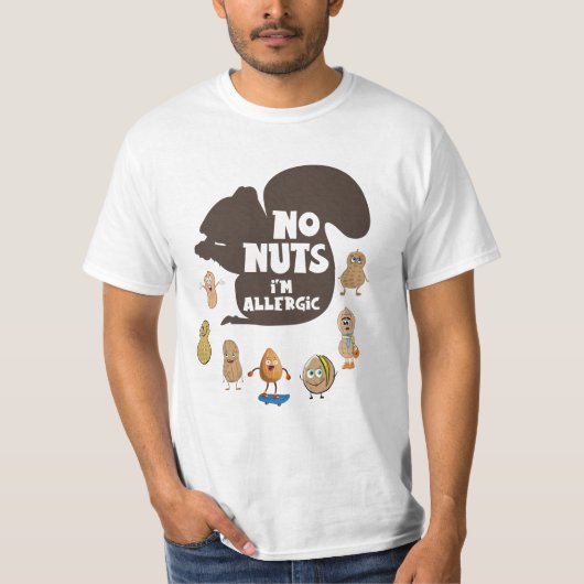 Nee, ik ben allergisch pinda Allergy Bewustheid T-shirt (Voorkant)