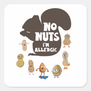Nee, ik ben allergisch pinda Allergy Bewustheid Vierkante Sticker