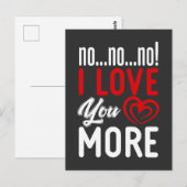 Nee, ik hou meer van je Relatie koppel liefde Briefkaart (Voorkant / Achterkant)