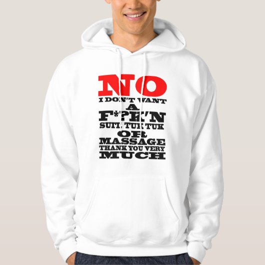 NEE IK WIL GEEN F*?K NU, TUK TUK TUK OF ... HOODIE (Voorkant)