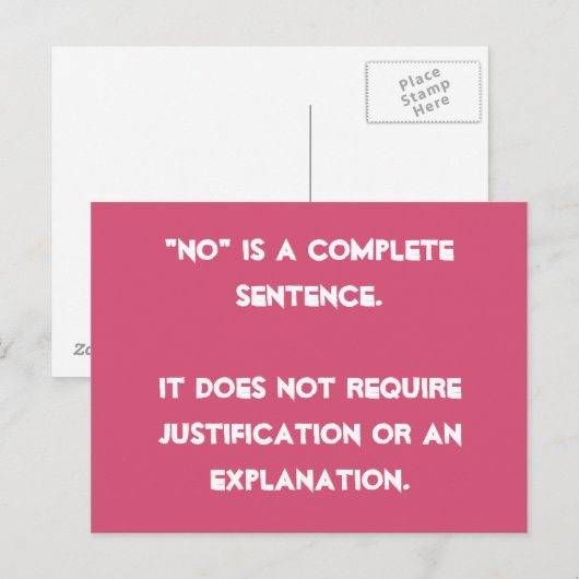 "Nee" is een volledige zin - Briefkaart (Voorkant / Achterkant)