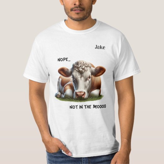"Nee..." Koe Pun  Mannen T-shirt (Voorkant)