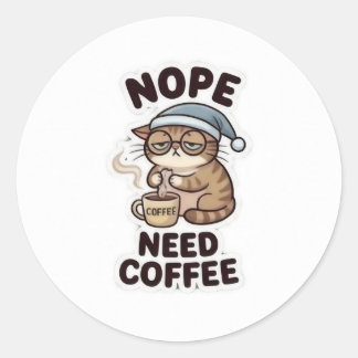 NEE, KOUD IK KOFFIE GEBRUIKEN! – Grappige Koffieli Ronde Sticker