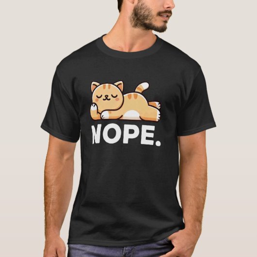 Nee Luie Kat Grappige Kat T-shirt (Voorkant)