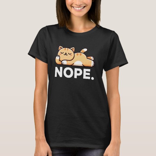 Nee Luie Kat Grappige Kat T-shirt (Voorkant)