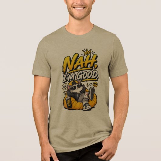 Nee, Mir Geen Zin – Grappig Relaxed Sarcasme Meme Tri-Blend Shirt (Voorkant)