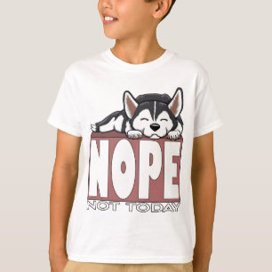 Nee Niet Vandaag Slapende Siberische Husky Hond T-shirt