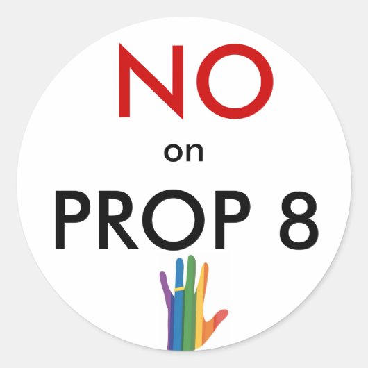 Nee op Prop 8 Ronde Sticker (Voorkant)